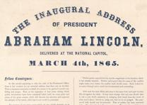 Detail of a broadside printing of Abraham Lincoln’s Second Inaugural Address, March 4, 1865. (Gilder Lehrman Collection)